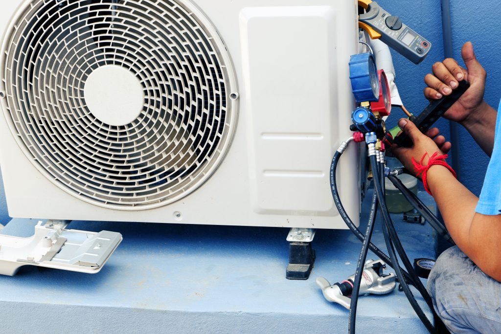 Modern air conditioner unit installed on the wall