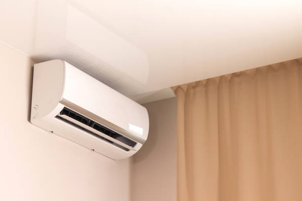 White air conditioner in modern room